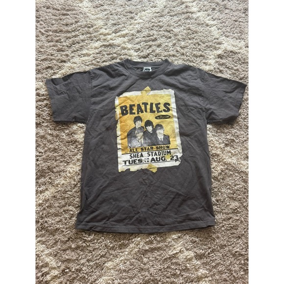 The Beatles Other - The Beatles Shea Stadium Concert Poster T-Shirt Gray 2008 Apple Corps Mens L